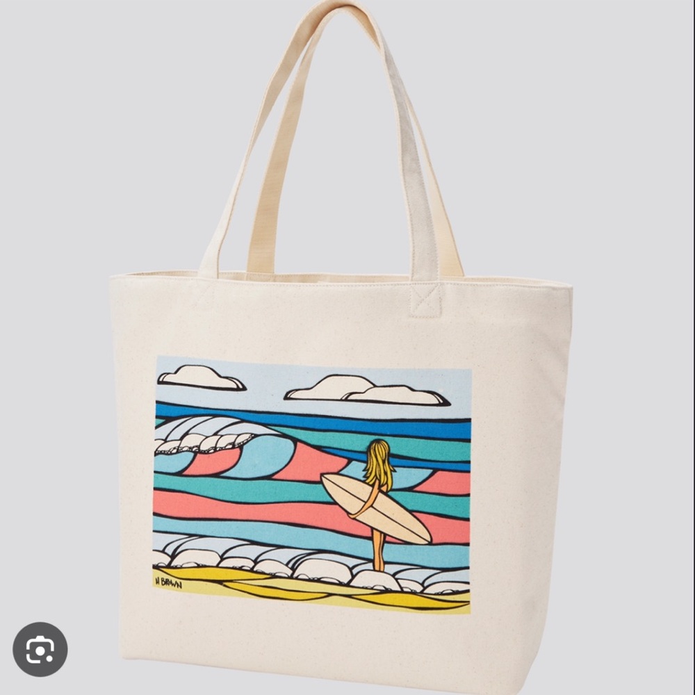 ✨RARE✨ NWT Uniqlo x Heather Brown Canvas Tote Bag